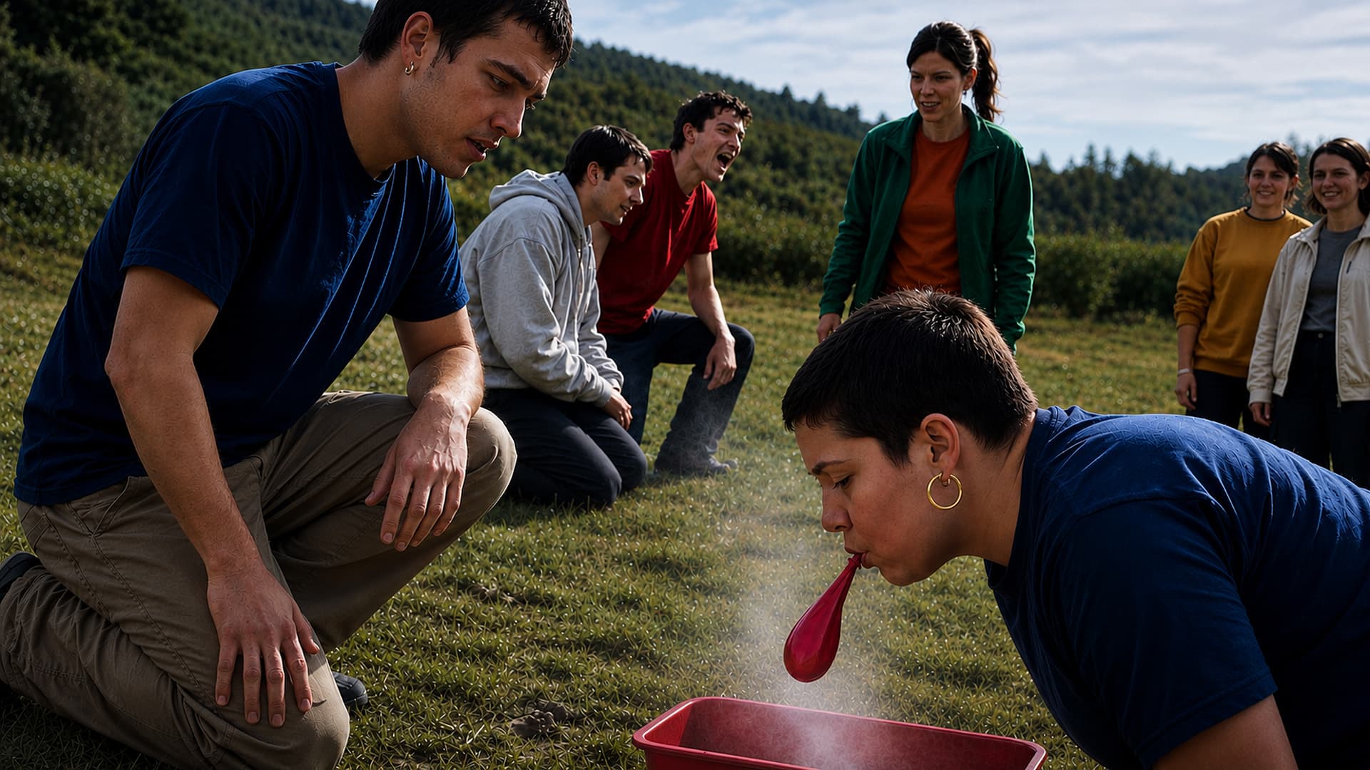 Activité de groupe en plein air animée par une personne-ressource