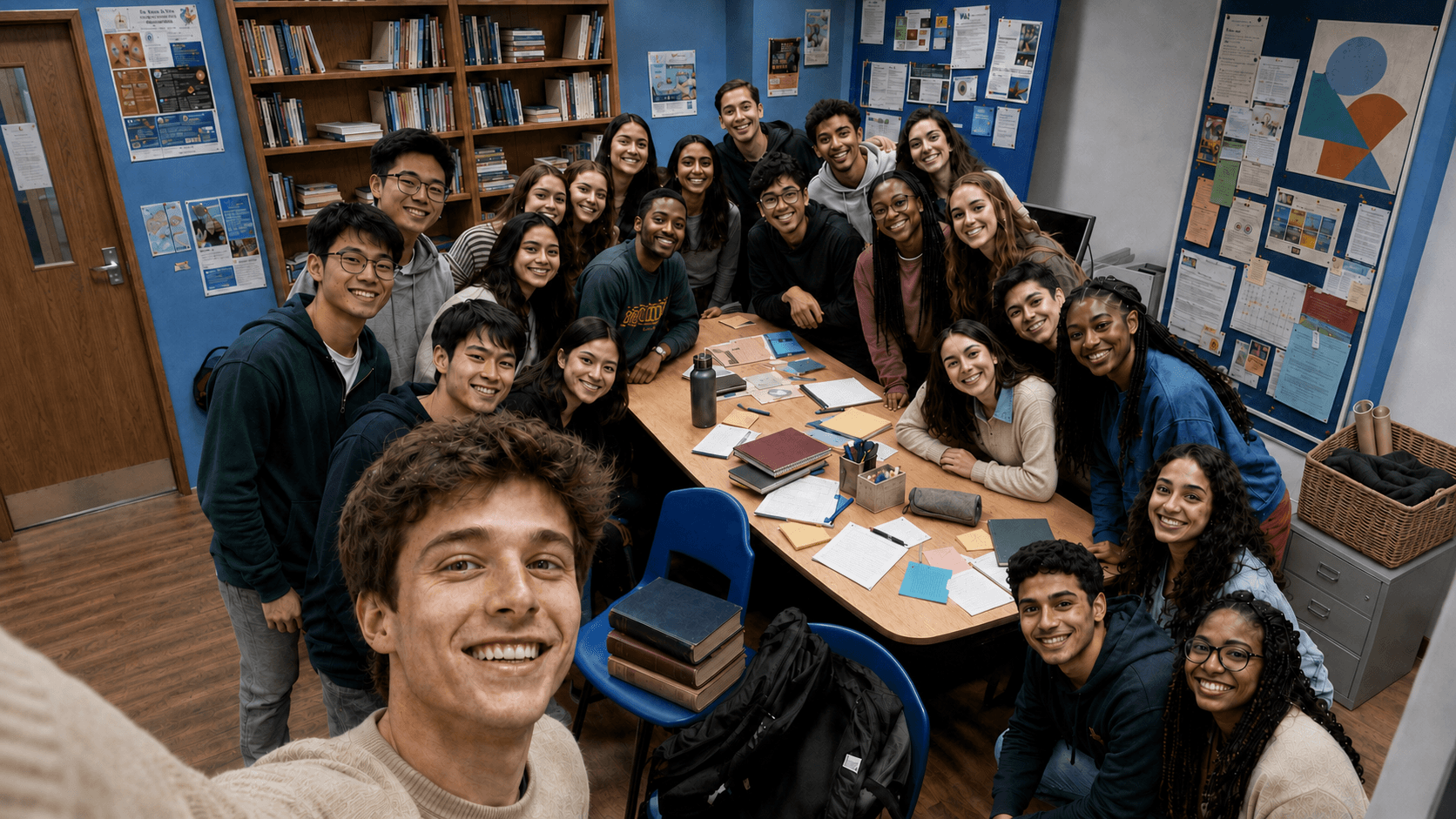 Étudiants collaborant et échangeant des connaissances